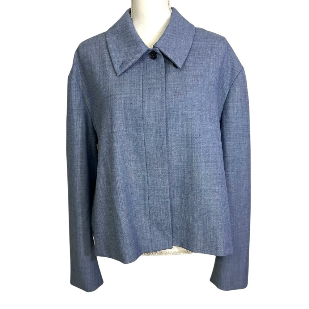 MM Lafleur Light Blue Cropped Single-Button Blazer